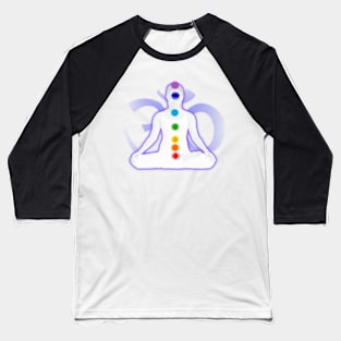 Chakra Mediation 1-White with OM Baseball T-Shirt